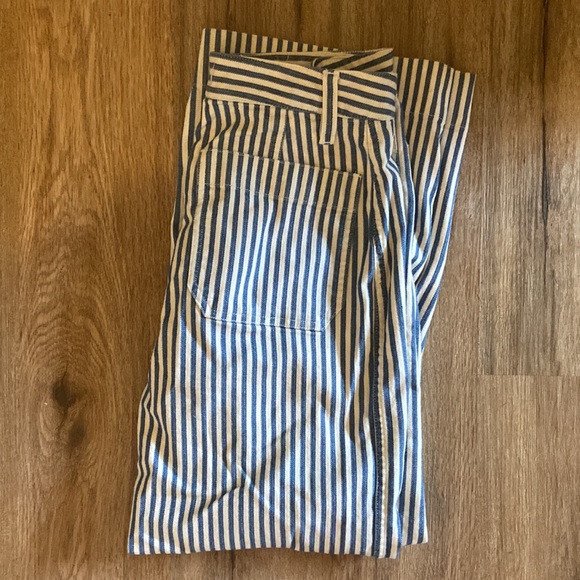 Madewell Emmett Wide-Leg Crop Pants in Herringbone Railroad Stripe size 26T - Picture 3 of 4